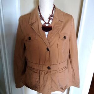 Charter Club XL tan lightweight jacket and necklac